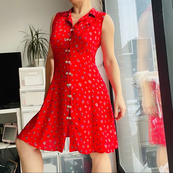 CDC Caren D Sea Shell Two Raw Button Down Front LaceUp Sleeveless Shift Dress - Picture 12 of 13